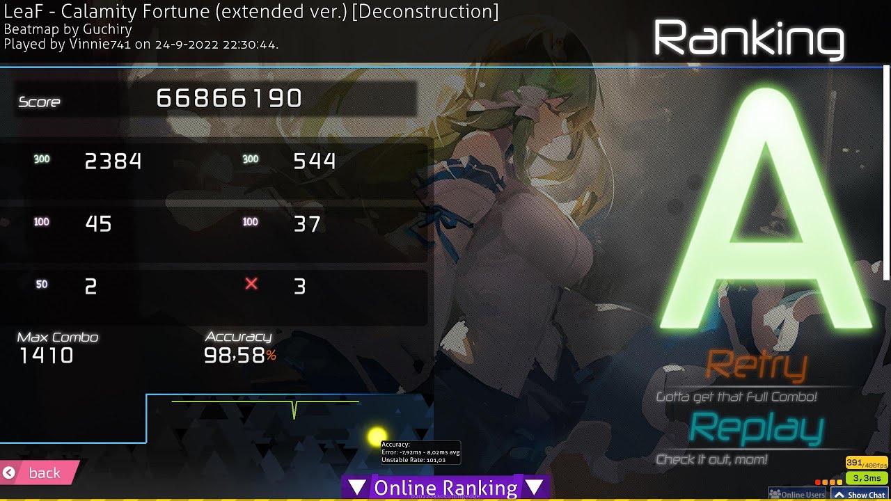 【osu!】LIVEPLAY 7.14⭐ | Calamity Fortune (extended version) gaming | 1410x 98.58%