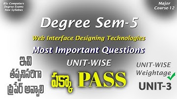 Degree Semester 5 - Web Interface Designing Technologies Most Important Questions UNIT-3 Weightage