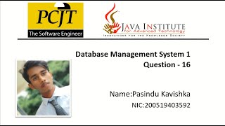 Question Set 16 | Database Management System | Java Institute