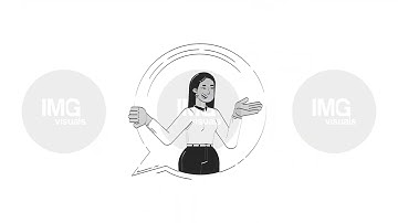 Smiling middle eastern corporate woman in speech bubble outline hand drawn 2D character animation