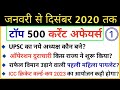 Current Affairs 2020 with details | Top 500 Current Affairs 2020 in hindi Part-1| January to October