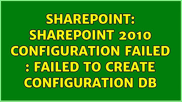 Sharepoint: SharePoint 2010 Configuration Failed : Failed to Create Configuration DB