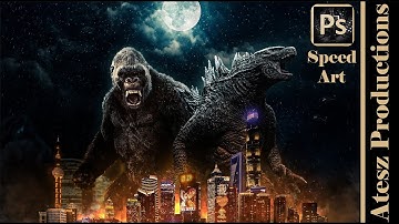 Godzilla Vs Kong poster | Photoshop tutorial | Speed Art
