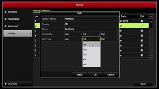 How to configure the holiday recording schedule screenshot 3