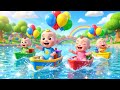 Carrera de Barcos con Globos 🚤🎈 Canción Infantil | Bebés Compiten en el Agua 🌊 Dibujos Animados