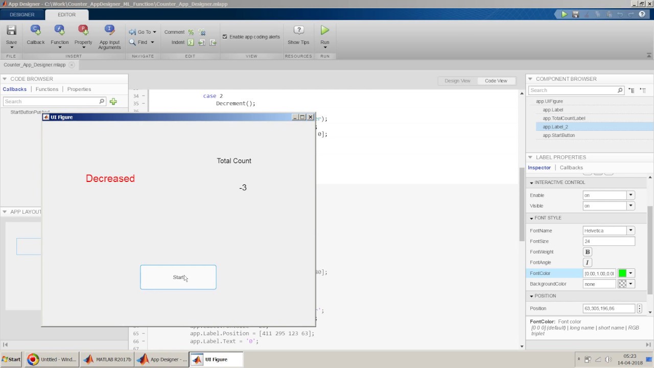 How to design counter in App Designer using MATLAB ...