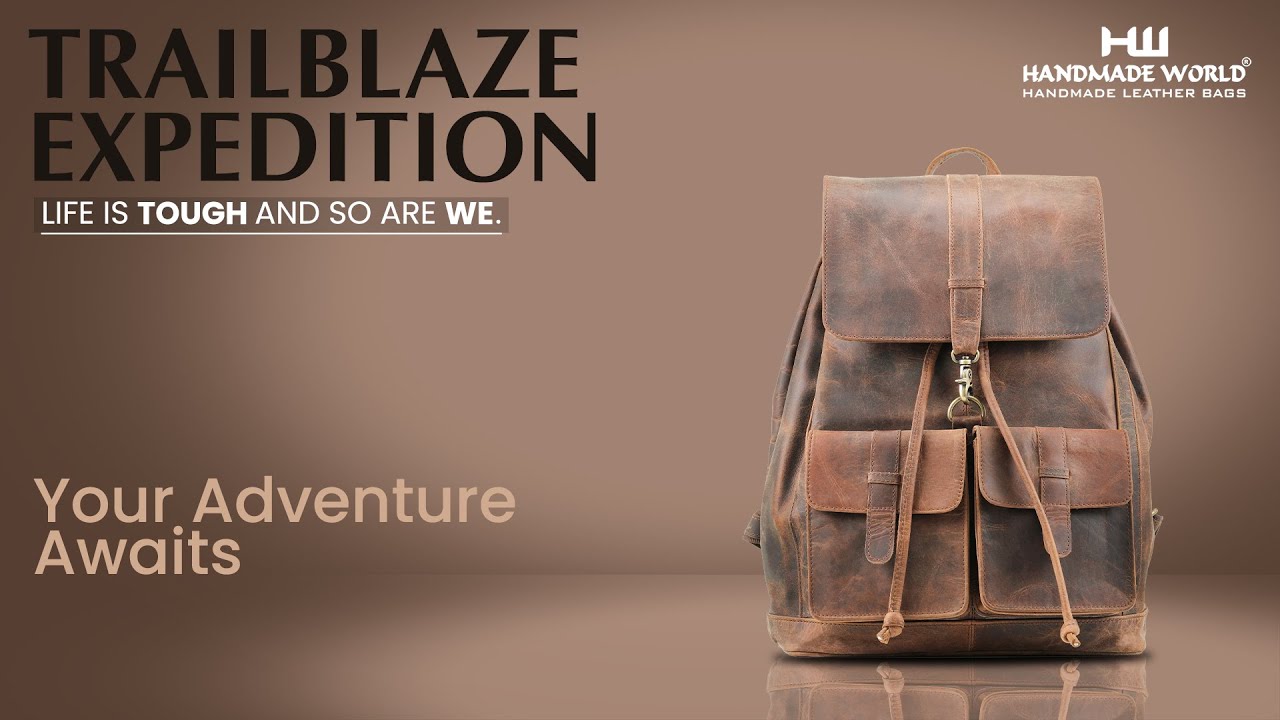 Mochila de cuero marrón Trailblaze Expedition de 17 pulgadas de