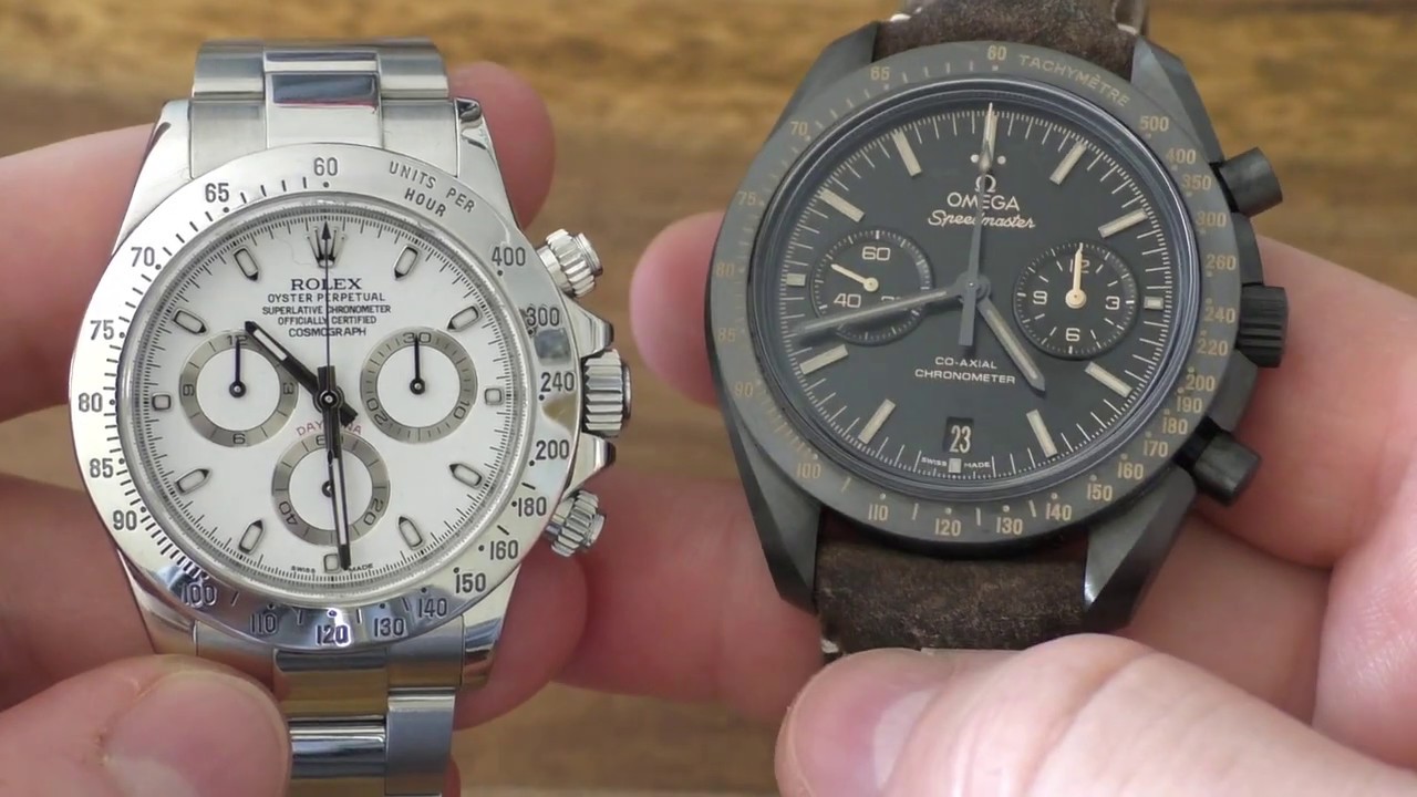 ROLEX DAYTONA VS. OMEGA SPEEDMASTER CHRONOGRAPH (Dark Side of the Moon - YouTube