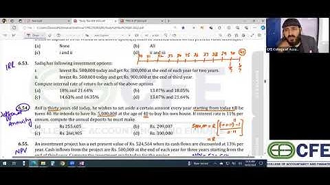 PRC 2 QM Chapter 6  Lecture 05 Sir Dawood Shahid Financial Mathematics | CA Dream