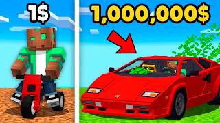 COCHE REAL de 1$ vs COCHE REAL de 1,000,000$ en Minecraft!