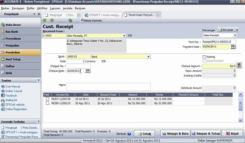 Transaksi Pelunasan Piutang Pelanggan - ACCURATE Accounting Software - YouTube