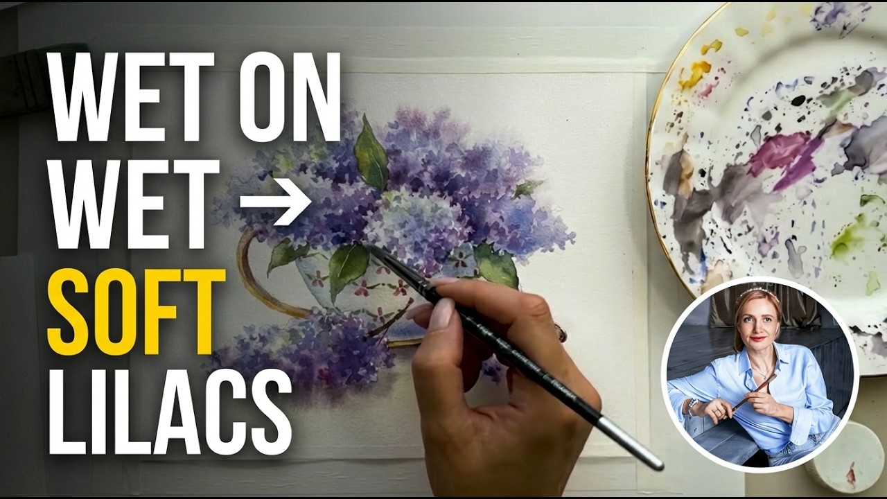 How to Paint Lilacs in Watercolor | Elena Vavilina