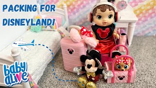 Baby Alive Doll Goes to Disneyland Packing for Vacation
