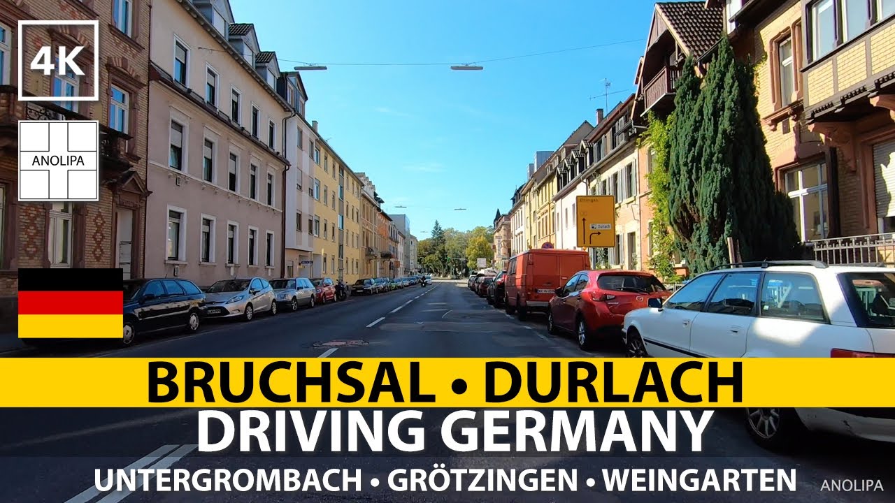 🚙 🇩🇪【4K】Driving GERMANY • Bruchsal, Untergrombach, Weingarten, Grötzingen, Durlach • POV driving