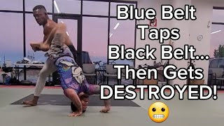 BJJ Blue Belt Taps Black Belt... Then This Happened. 😬 #brazilianjiujitsu