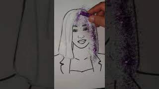Hair Painting Rapper Cardi B with Roller and Glitter 8