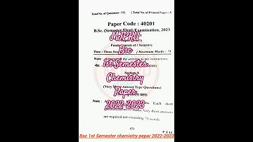 MJPRU bsc 1st Semester chemistry pepar 2022-2023