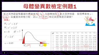 母體變異數之假設檢定(雙尾)