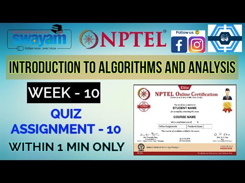 Introduction to algorithms and analysis - NPTEL || WEEK 10 QUIZ ASSIGNMENT SOLUTION ||
