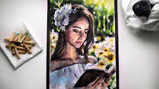 ASMR Drawing a Woman Reading - No Talking