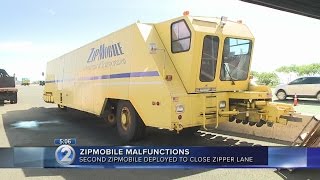 Closing of freeway zipper barrier delayed due to malfunctioning ZipMobile