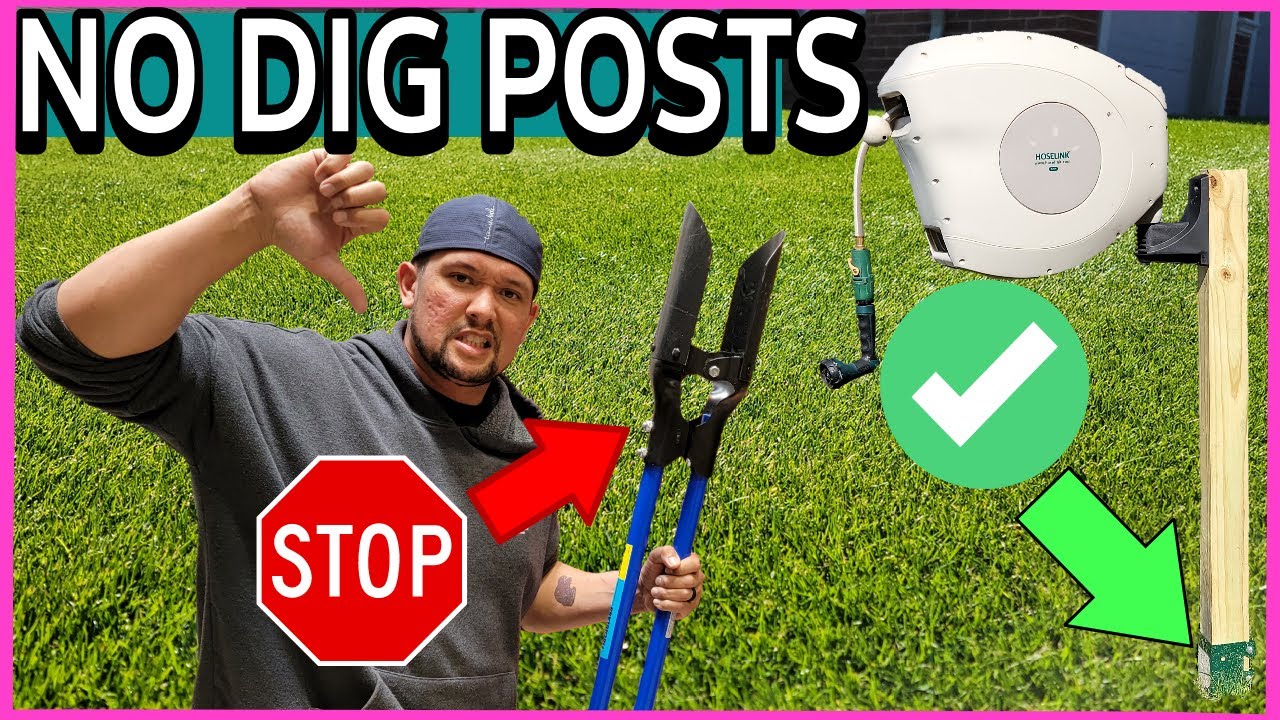 Set Posts the Easy Way: No Dig or Cement Posts ✨ Hoselink Retractable Garden  Hose Install 