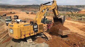 Caterpillar 6015B Excavator Loading Trucks Non Stop For 3 Hours - Mega Machines Movie #viralvideo