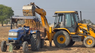 JCB 3DX Backhoe Loading Mud Sonalika Tractor Driver Standing Big Mountain ll JCB 3DX Tractor Video 