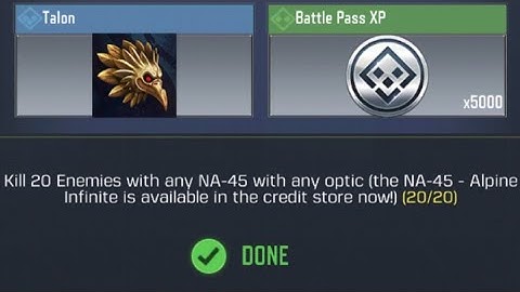Call Of Duty Mobile Kill 20 Enemies with any NA-45 with any optic Task Complete