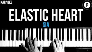 Sia - Elastic Heart Karaoke SLOWER Acoustic Piano Instrumental Cover Lyrics видео