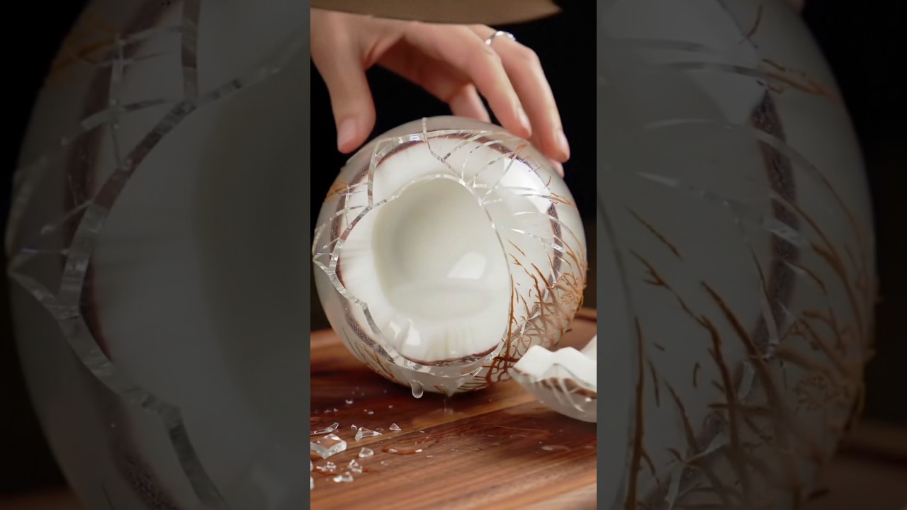 Cutting a glass coconut 🥥 || ASMR ||