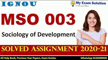 MSO 003 Solved Assignment 2020-21 | Sociology of Development | IGNOU Solved Assignment