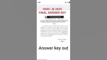 OSSC JE FINAL ANSWER KEY RELEASED