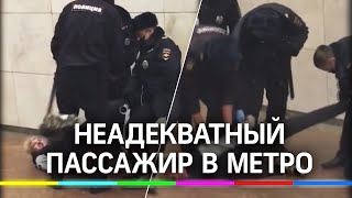 Неадекват в московском метро: видео задержания на станции "Охотный ряд"