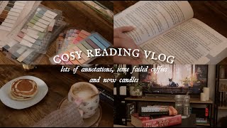 Cosy reading vlog ⎹ annotating the song of achilles, mugs and candles & coffee fails