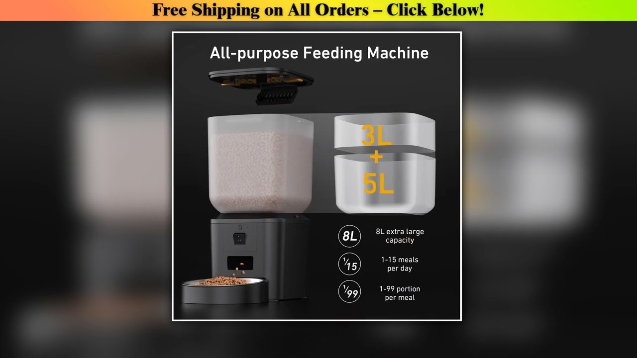 8L Automatic Cat Feeder With 1080p Camera Video 5G WiFi Cat Food Dispenser Pet Smart Voice