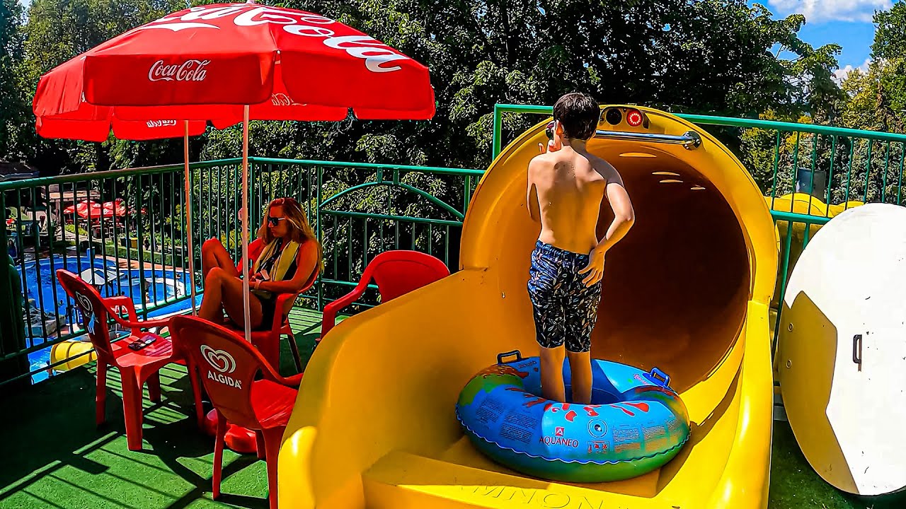 Pontoon RAFT Water Slide at Római Strandfürdő