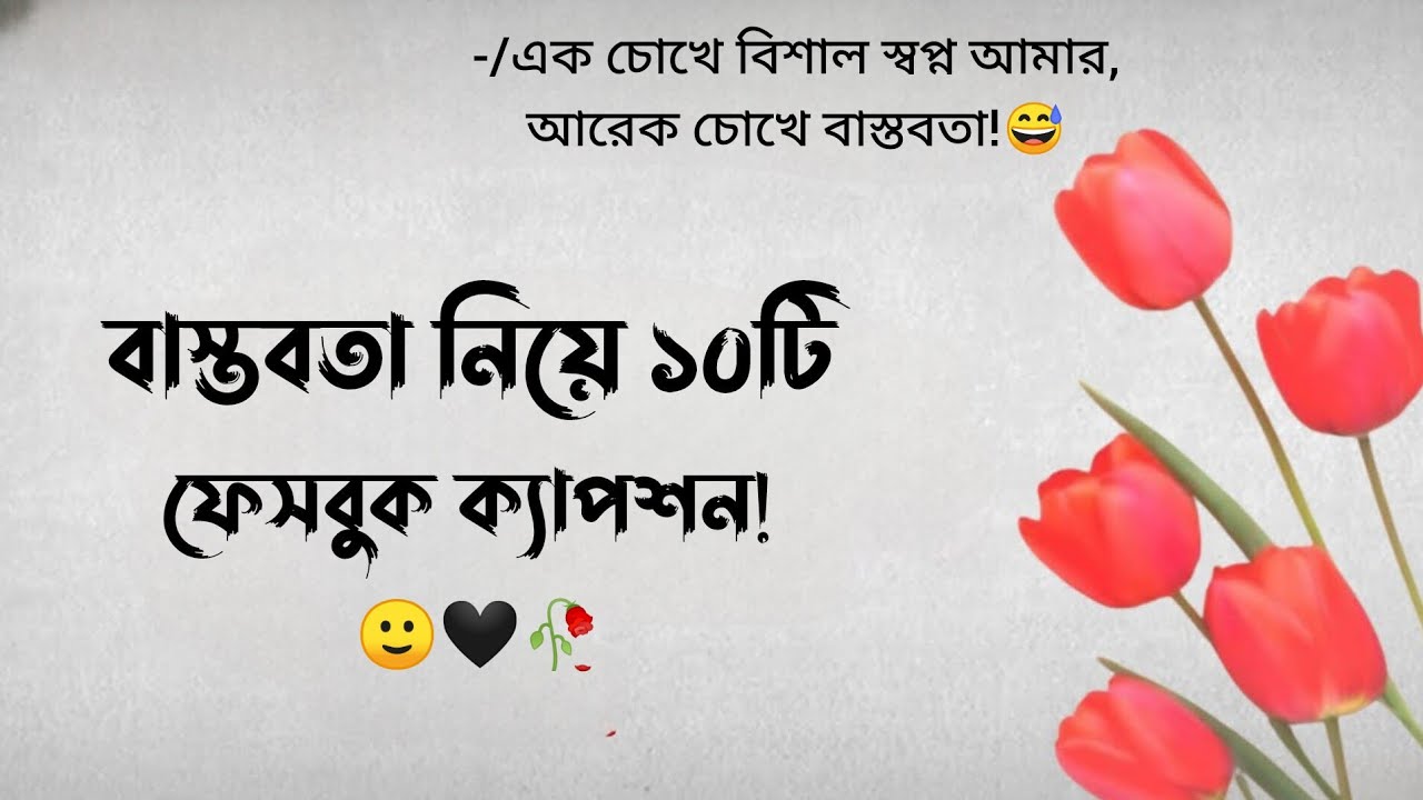 বাস্তবতা নিয়ে ফেসবুক ১০টি ক্যাপশন 🙂 | Bengali caption video | sad motivation status | Fb bio status
