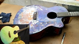 Old Guitar Restoration | Renew Guitar with epoxy and flowers | Resin art