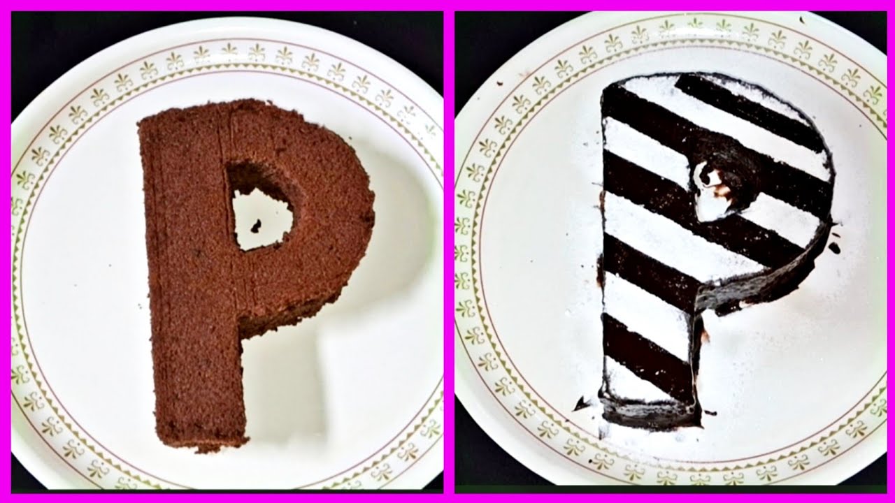 Easy 'P' letter Cake Design at home/Design your chocolate cake at home