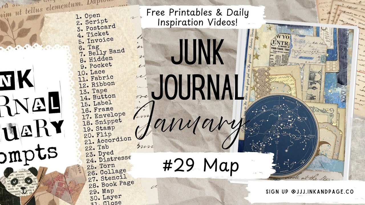 Make a Celestial Map Journal Page | #29 Map | Junk Journal January | Free Printables! | Easy