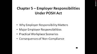 Video-5 POSH Act for Employers | Legal Duties, Training & Workplace Safety Explained