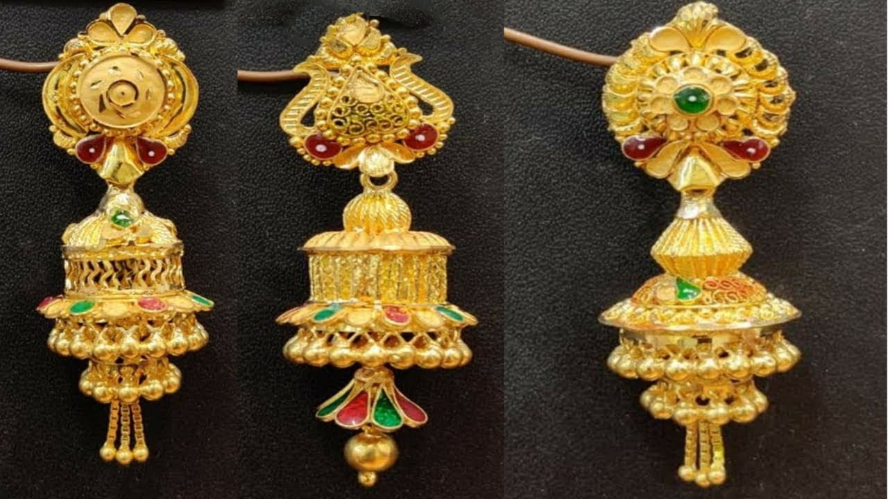 सोने की झुमकी का डिजाइन || Gold Jhumki Designs - YouTube