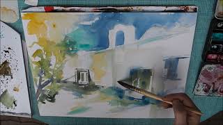 Aquarell Griechenland - einfaches Motiv - easy painting - watercolor