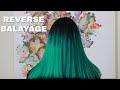 GREEN HAIR WITH DARK ROOT/REVERSE BALAYAGE