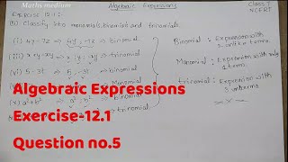 Exercise-12.1 Question no.5-Algebraic Expressions-Class 7-ncert