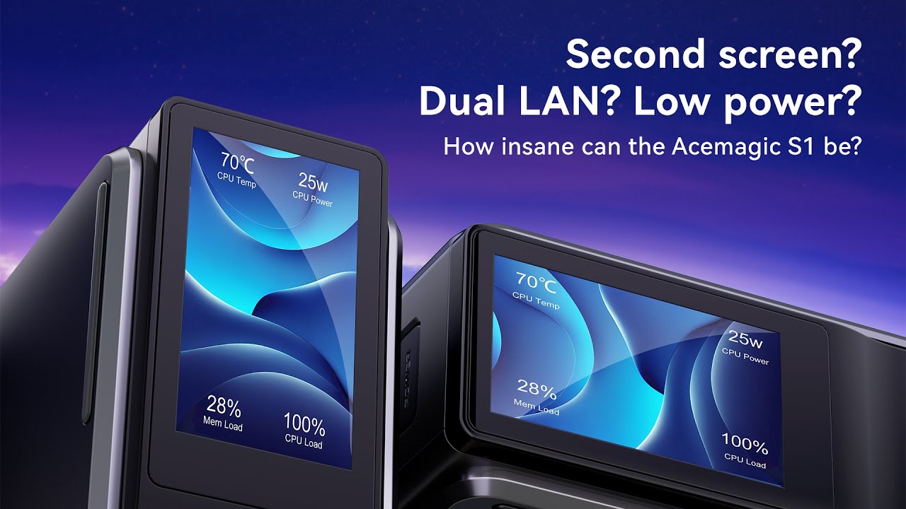 ACEMAGIC S1 Mini PC with Built-In Display, Dual LAN & Tool-Free
