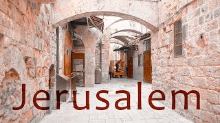 old city of jerusalem. walk from muslim quarter to christian quarter