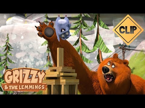 Grizzy fait une belle construction en bois - Grizzy & les Lemmings