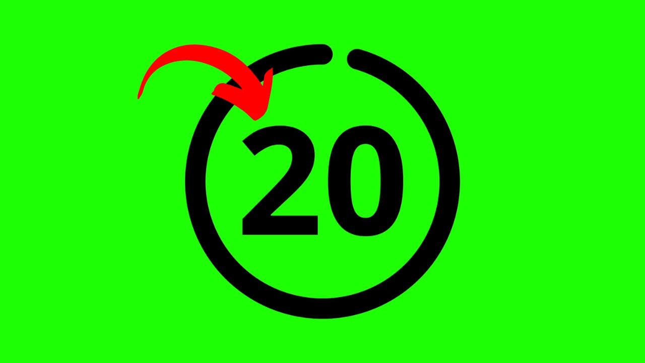 The Most Simplest 20 Seconds Green Screen Countdown Timer - No sound (Black Version)